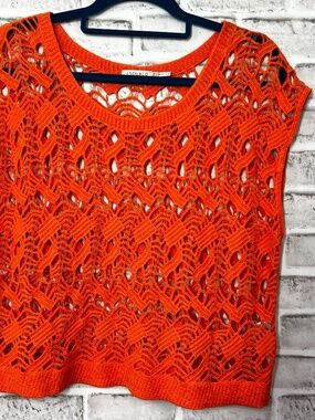 NWOT |•ESQUALO•| Fun Orange Crochet Top
